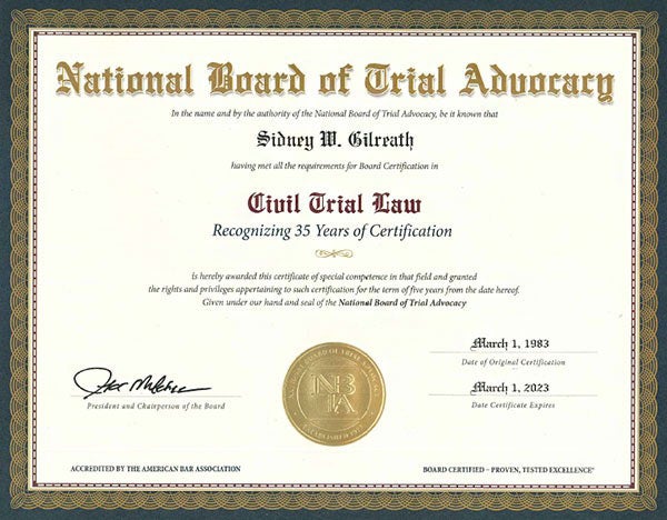 National Board of Trial Advocacy Award